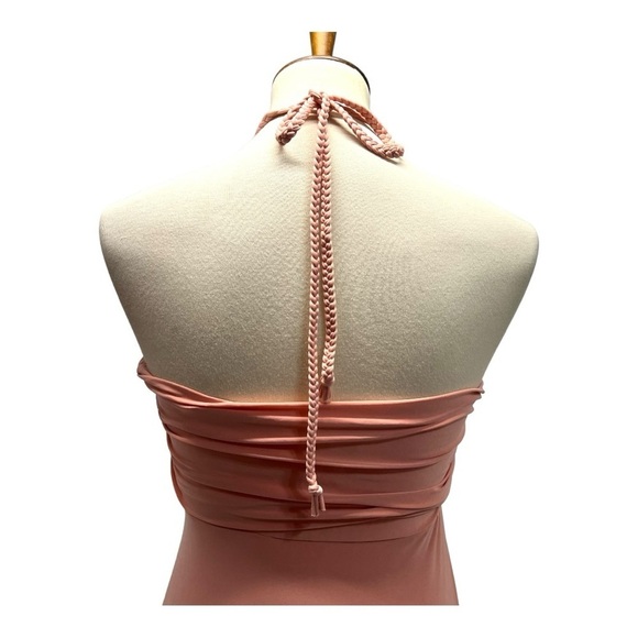 Misa Los Angeles Anya Peach Deep V Neck Ruched Halter Maxi Dress Women’s XS - Picture 11 of 16
